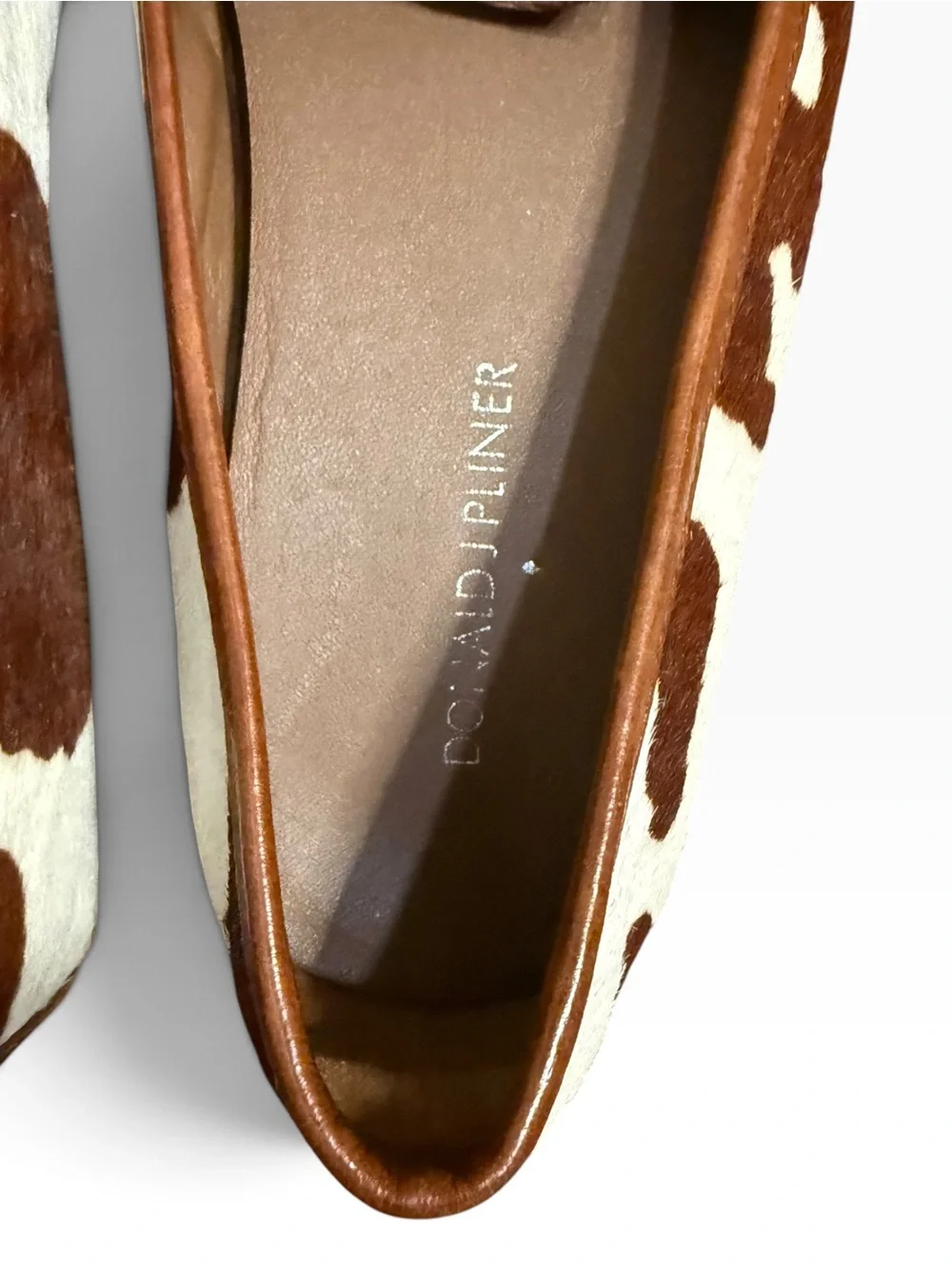 Donald J Pliner Cow Print Calf Hair Leather Bit Driving Loafers size 7